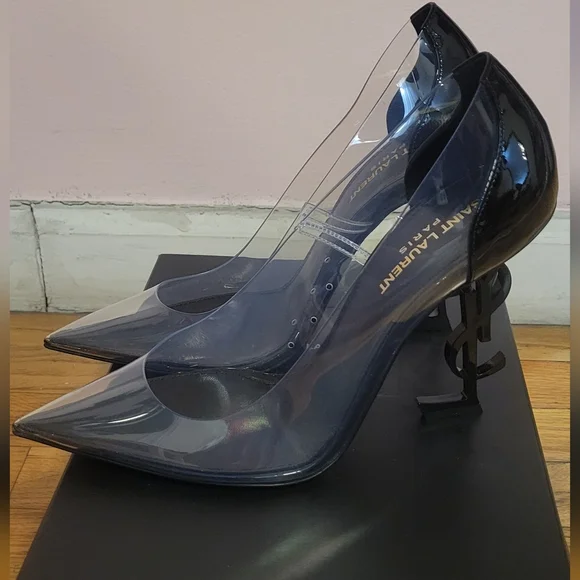 Saint Laurent Women's Black Transparent Heels - Picture 3 of 9